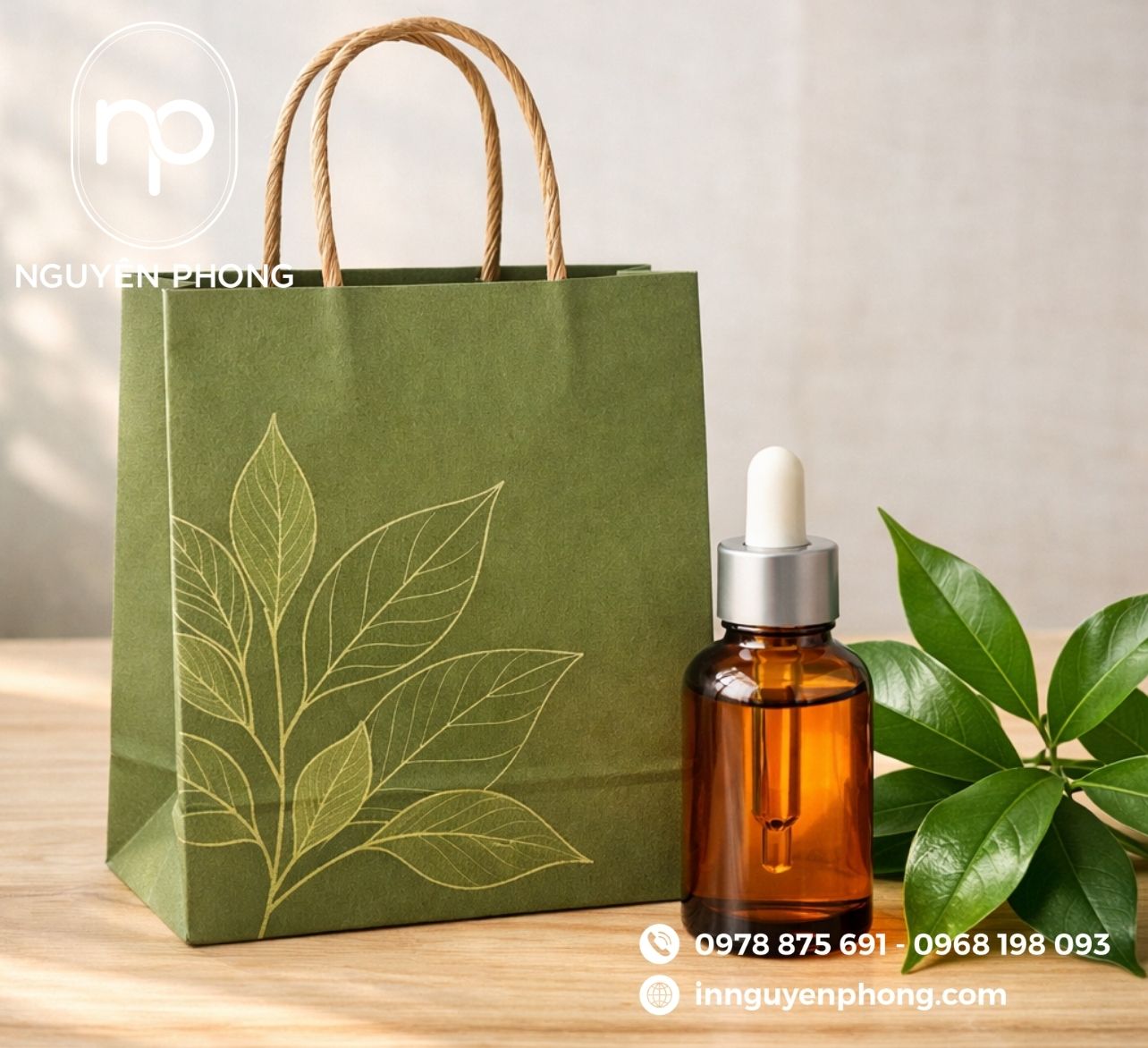 Mẫu túi giấy đựng mỹ phẩm kraft in màu 